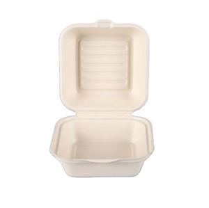 Caja para Hamburguesas Biodegradable de Bagazo con Forma de Concha |   Envase Cuadrado de 30 oz a Prueba de Grasa y Fugas para Comida para Llevar - Product Image 4