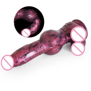 NNSX Internal Glow Dog Big Knot <b>Dildo</b> With Sucker Two Huge Egg Striped Design Butt Plug Adult Sexual Fantasy Products Sex Shop - Product Image 1
