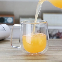 Vente en gros Tasse à café en verre borosilicaté à haute teneur en borosilicate Tasse à eau pour le petit déjeuner avec poignée