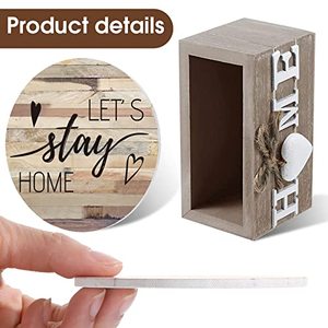Lot de 6 <span class=keywords><strong>sous</strong></span>-verres en bois style ferme avec support, 4 pouces, décoration amusante pour cuisine, bar à café, table – Cadeau de déménagement - Product Image 3