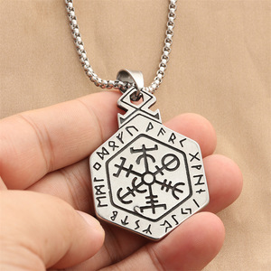 yunnique <b>Titanium</b> Steel Hexagon Pendant Necklace Men's Geometric Pattern Fashion Jewelry Stainless Steel Charm Necklace - Product Image 4