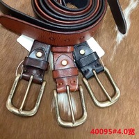 Ceinture en cuir pleine fleur pour homme Modèle 40095 #   Ceintures en cuir pleine fleur avec boucle à ardillon en cuivre ; Vente en gros