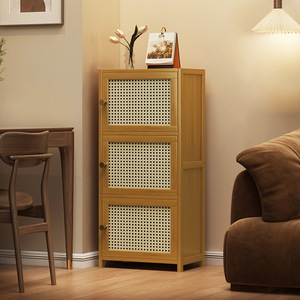 Librería Moderna de Bambú de Estilo Chino, a Prueba de Polvo, con Puerta, Combinación <span class=keywords><strong>Vertical</strong></span>, Mueble de Almacenamiento Estrecho para el Hogar - Product Image 4
