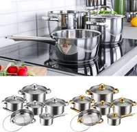 Batterie de cuisine antiadhésive résistante à l'usure, facile à nettoyer, 12 pièces : poêle à frire, faitout, cocotte, ensemble complet pour la cuisine, vente en gros