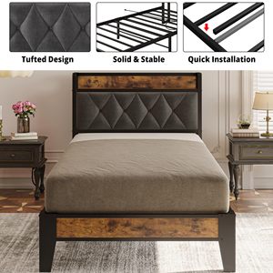 Ajunion mạnh mẽ và phong cách Twin giường kim loại khung lưu trữ bằng gỗ headboard nền tảng giường khung kim loại giường - Product Image 4