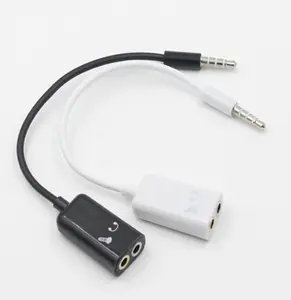 Harga grosir 3.5mm 1 kabel pemisah Audio pria ke 2 wanita