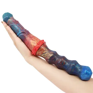Super long 14.17 inches women masturbating wand with silicone double head beautiful mixed color sex toy for lesbian