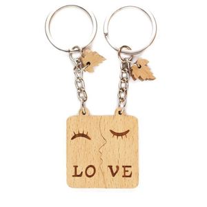 Cadeau de Saint-Valentin pour couple, disque en bois gravé au laser, impression UV simple, porte-clés en bois pour gravure - Product Image 2