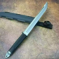 Cuchillo de Caza de Acero Inoxidable con Hoja de Punta Caída y Mango de Goma con Funda, Cuchillo de Supervivencia para Exteriores