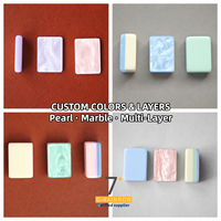 Jeu de Mahjong en Acrylique Marbré Oxblood, 160 Tuiles, 4 Joueurs, Fabricant de Jeux de Société Américains