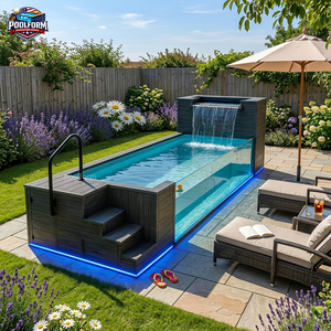 สระว่ายน้ำสำหรับครอบครัวขนาดเล็กในสวนหลังบ้าน สระว่ายน้ำไฟเบอร์กลาสแบบตั้งพื้น สระว่ายน้ำไฟเบอร์กลาสแบบฝังดิน โครงสร้างสระว่ายน้ำไฟเบอร์กลาส สระน้ำแบบจุ่มตัว - Product Image 1