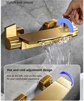 Ensemble de robinetterie de baignoire en cuivre brossé pour salle de bain d'hôtel, mitigeur mural haute pression, robinet cascade pour bord de baignoire, doux et fluide
