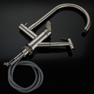 Robinet de <span class=keywords><strong>cuisine</strong></span> chaud/froid Kaiping en acier inoxydable 304, finition brossée, avec douchette rotative à 360 degrés et cartouche céramique - Product Image 4