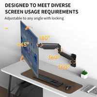 Support mural universel pour moniteur KHCOOHOO en acier allié avec ressort à gaz, mouvement complet, 13-32 pouces, VESA 400x400, charge 9 kg, stock noir, rotation à 360°