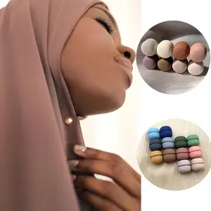 新款时尚设计2023圆形女性围巾穆斯林披肩配件头巾更强磁铁微型现代纯色别针