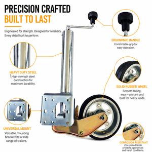<span class=keywords><strong>Roue</strong></span> de remorque réglable en acier robuste de 500 kg, pliable automatiquement, avec roulement à billes de 60 mm zingué pour remorque professionnelle - Product Image 3