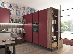JINGSHUN Armoires de cuisine en bois bicolore rouge Ensembles complets Design moderne Meubles Buffet Îlot de rangement Armoire professionnelle - Product Image 2