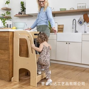 Taburete infantil de madera, torre de aprendizaje infantil creativa transfronteriza, lavamanos multifuncional de madera maciza para niños - Product Image 4