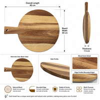 Planche à pizza en bois d'acacia en stock aux États-Unis, planche à découper en bois, planche à charcuterie pour pizzerias, supports vierges pour gravure laser