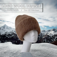 David Sports Wear Bonnet Slouchy en Laine à Logo Personnalisé, Mélange de Cachemire de Haute Qualité, Tricoté Doux, Relevé, Chaud pour l'Hiver et le Ski