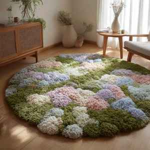 Alfombras rectangulares de lana gruesa de lujo al por mayor, alfombras bonitas de diseño floral para sala de estar, dormitorio de oficina - Product Image 1