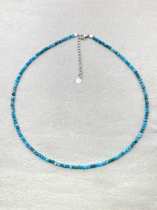 Collar de Apatita Azul, Collares con Cuentas de Piedras Preciosas Pequeñas, Joyería Delicada con Piedras Preciosas Microfacetadas, Joyería Minimalista, Cristal - Product Image 4