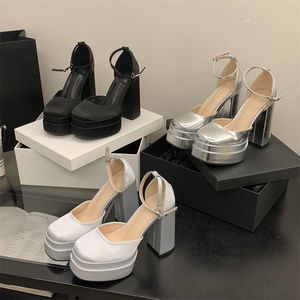 <span class=keywords><strong>Tacchi</strong></span> alti <span class=keywords><strong>bianchi</strong></span> 2025 da 12cm Super Sexy con plateau antiscivolo Mary Jane Peep Toe sandali traspiranti con zeppe per la festa estiva all'aperto - Product Image 1