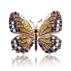 Broche de Mariposa de Aleación de Zinc Ecológico con Diamantes de Imitación para Mujer y Niña, Pin de Solapa Vintage de Cristal Rosa y Azul para Blazer, Boda y Fiesta - Product Image 1