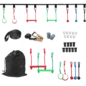 Backyard Toy Swings Sets Gibbon Slacklining Board Sangle Kid Fitness Swing <span class=keywords><strong>Slackline</strong></span> Kit <span class=keywords><strong>Ninja</strong></span> Warrior <span class=keywords><strong>Parcours</strong></span> d'obstacles pour les enfants - Product Image 3