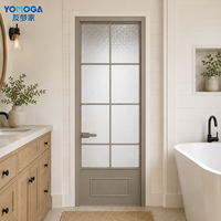 Puerta de Baño para Apartamento, Puerta Abatible de Aluminio con Vidrio Texturizado y Acabado para Privacidad