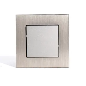 European Standard Brushed Aluminum Panel 250V 10A 1 Gang 1 Way Light Switch With CE Certificate For EU Market