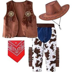 Costume de cowboy western pour enfants HP, ensemble de fête d'Halloween pour garçons et filles, comprenant une jupe et une robe de costume - Product Image 2