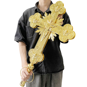 Grande Croce Ortodossa Cattolica a Doppia Faccia Intagliata in Metallo Crocifisso <span class=keywords><strong>da</strong></span> Mano Croce di Benedizione - Product Image 1
