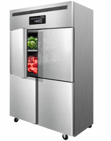 Congelador Comercial de Acero Inoxidable de 4 Puertas, Enfriamiento por Aire, Descongelación Automática, Pantalla Digital de Temperatura, para Restaurantes y Servicios de Catering