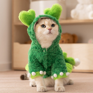 Costume de dinosaure mignon pour animaux de compagnie, vêtements en Polyester vert pour chats et chiens, robe de transformation pour Halloween - Product Image 2
