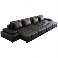 Canapé d'angle moderne électrique en cuir véritable avec télécommande, capitonné, extensible, pliable, massant et inclinable convertible