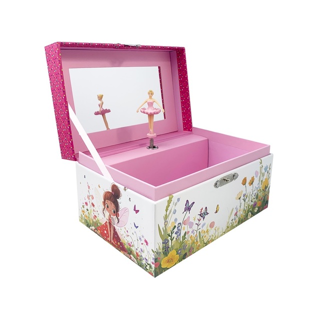 Yiyu Exclusive Luxury Paper Flower Fairy Ballet Rotating Music Jewelry Box Mirror Eco-Friendly Storage Customized Music