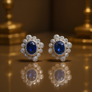 Orecchini a lobo E1732 con diamante bianco, taglio ovale, design floreale, montatura a castone, gioielli classici da donna per matrimonio, orecchini in lega - Product Image 2