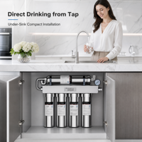 Système de purification d'eau par ultrafiltration à 5 étapes en acier inoxydable, filtration UF sous l'évier, eau potable directe pour la maison et la cuisine