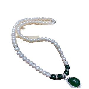 Collar de Perlas de Agua Dulce de 7-8 mm, Redondas, Blancas, Grado AAA, con Colgante de Plata, Estilo Clásico, Joyería de Regalo para Mujer - Product Image 5