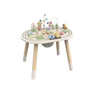Mesa de actividades de madera, círculos, laberinto de alambre de cuentas, juguete de secuenciación, juegos geométricos de animales para niños - Product Image 1