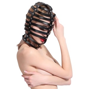 BDSM Hollow Stripe Hood PU Head Bondage Hollow Fetish Hood giocattoli erotici altri prodotti <span class=keywords><strong>SM</strong></span> - Product Image 3