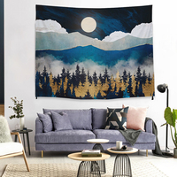 Tapisserie avec nuit étoilée en vinyle, style Van Gogh, peinture à l'huile, décoration murale, Art, tapisserie pour salon, chambre à coucher
