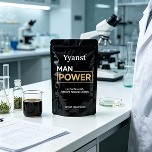 OEM Private Label Herbal <b>Man</b> Power Powder Restore Daily Energy 100g Matte Black Gold <b>Pouch</b> Bulk Wholesale - Product Image 2