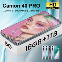 Smartphone 5G LTE CDMA 2025 Camon 40 Pro 1 To >7 pouces 16+1 To 8000 mAh 108 MP HD OLED 120 Hz Charge rapide 120 W Android 14 Anglais