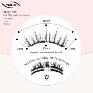<span class=keywords><strong>Cils</strong></span> magnétiques naturels YanJie, doux, réutilisables, légers, format voyage, logo personnalisé, vente en gros, extensions <span class=keywords><strong>de</strong></span> <span class=keywords><strong>cils</strong></span> semi-faites à la main - Product Image 1
