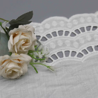 Dentelle brodée à œillets blancs en gros, bordure florale creuse tissée, largeur de 18,7 cm pour robe de mariée, couture de vêtements
