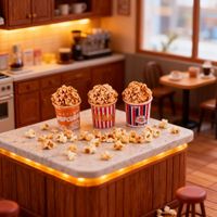 Figuras en Miniatura de Cubetas de Palomitas de Maíz Pintadas en Resina, Juguetes Realistas de Comida para Casa de Muñecas, Modelo Decorativo DIY