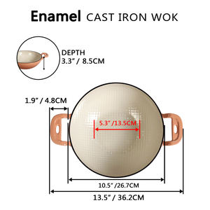 Venta al por mayor de 10,5 pulgadas de hierro fundido <span class=keywords><strong>universal</strong></span> esmalte Binaural <span class=keywords><strong>Wok</strong></span> estofado Pan - Product Image 2