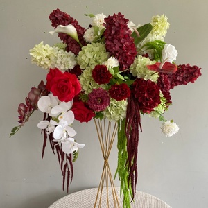 Ortensie Verdi e Rosse, Fiori per Centrotavola, Runner Floreale per Corridoio, Amaranto - Product Image 5